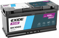 EXIDE Agm EK1060 / 12v, 106Ah, 950A / 392x175x190 - +