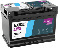 EXIDE Agm EK720 / 12V, 72Ah, 760A / 278x175x190 - +