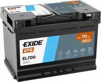 EXIDE Start-Stop Efb EL700 / 12V, 70Ah, 760A / 278x175x190 - +