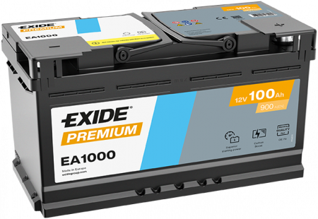EXIDE Premium EA1000 / 12V, 100Ah, 900A / 353x175x190 - +