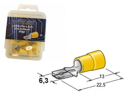 Autoline LAATTALIITIN 6.3mm UROS, keltainen 50kpl