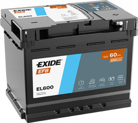 EXIDE Start-Stop Efb EL600 / 12V, 60Ah, 640A / 242x175x190 - +